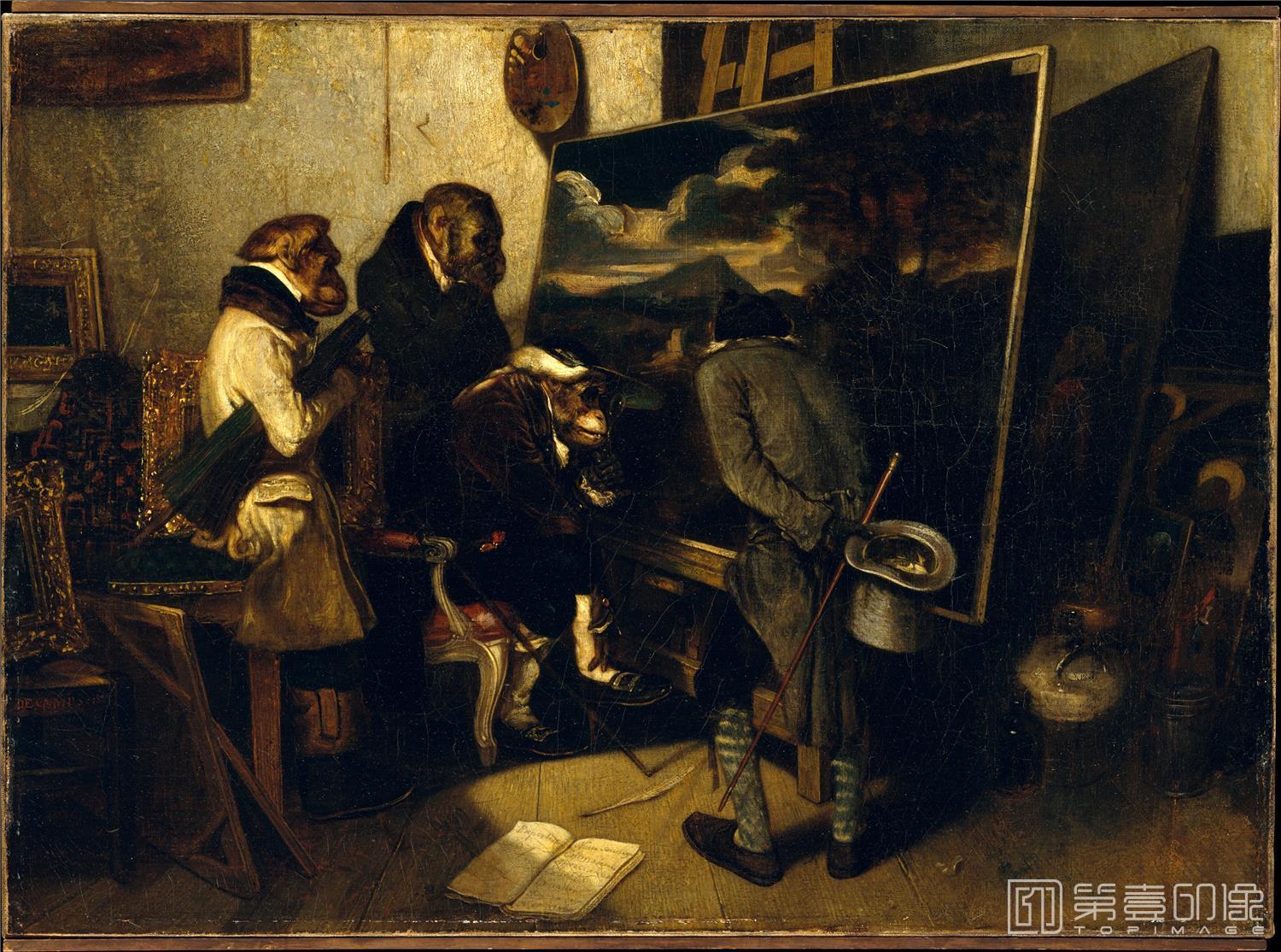 油画-美国纽约大都会美术馆油画藏画-Alexandre-Gabriel DecampsThe Experts-0059